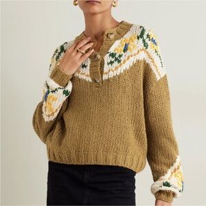 MOTHER The Henley Jacquard-Knit Cotton Sweater in Bull in a China Shop, Small
